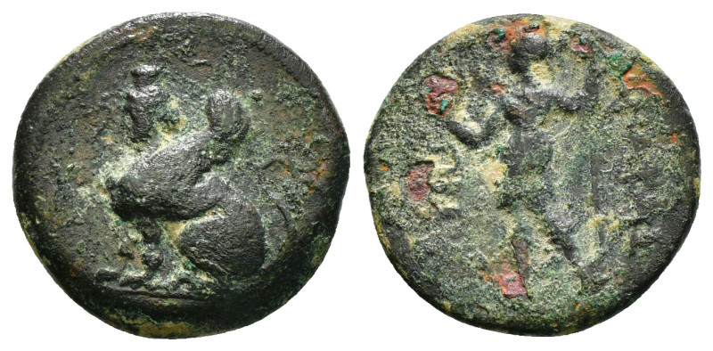 PAMPHYLIA. Perge. Ae (Circa 260-230 BC).
Obv: Sphinx seated Left, wearing kalath...