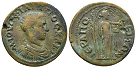 PHRYGIA, Hierapolis. Philip II. As Caesar, AD 244-247. Æ Bareheaded, draped, and cuirassed bust right / Apollo standing right, holding plectrum and ci...