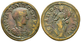 Phrygia. Hierapolis . Philip II as Caesar AD 244-247. Æ
M IOYΛ ΦIΛIΠΠOC ΚΑΙ; bareheaded, draped, and cuirassed bust right / IEΡAΠOΛ-EITΩN; Tyche stand...