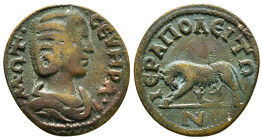PHRYGIA. Hierapolis. Otacilia Severa (Augusta, 244-249). Ae M•ΩT CЄVHPA, draped bust to right / IЄPAΠOΛЄITΩN, She-wolf standing to left, suckling the ...