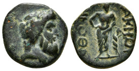 PHRYGIA. Akmoneia. 1st century BC. AE (3.0 g, 16,70 h), Menodotos, son of Sillon, magistrate. Head of Zeus to right, wearing oak wreath. Rev. ΑΚΜΟΝΕ -...