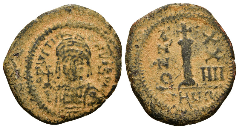 JUSTINIAN I (527-565). Decanummium. Antioch. Dated RY 24 (550/1).
Obv: D N IVSTI...