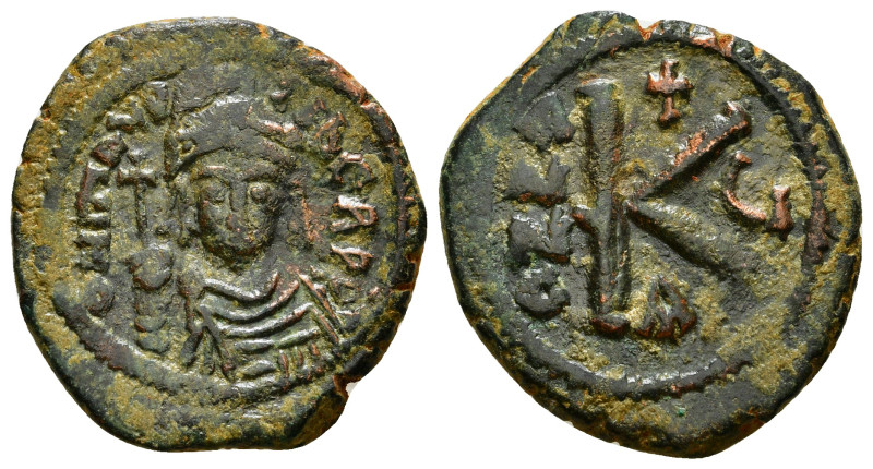 MAURICE TIBERIUS (582-602). Half Follis. Constantinople. Dated RY 7 (589). Obv: ...