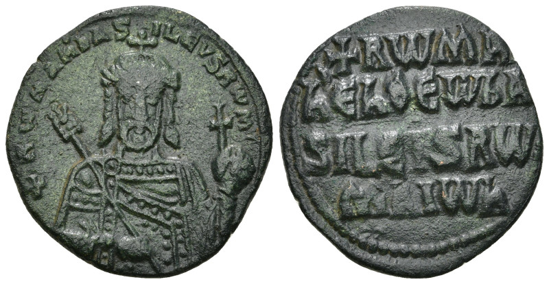 CONSTANTINE VII PORPHYROGENITUS with ROMANUS I (913-959). Follis. Constantinople...