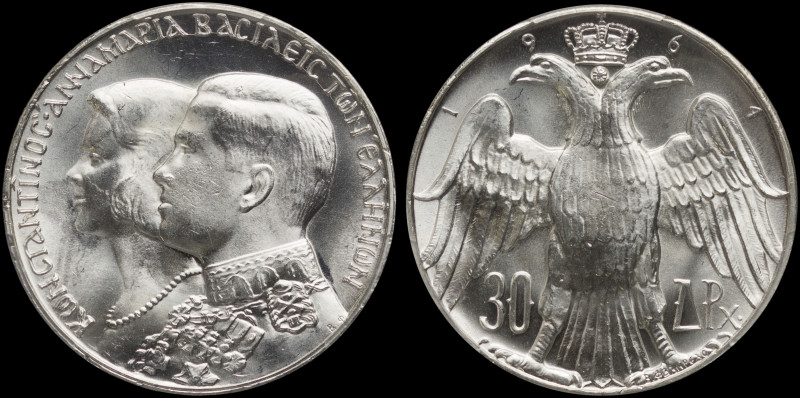 GREECE: 30 Drachmas (1964) in silver (0,835) commemorating the Royal Wedding. Co...