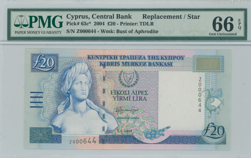 CYPRUS: Replacement of 20 Pounds (1.4.2004) in deep blue on multicolor unpt. Bus...