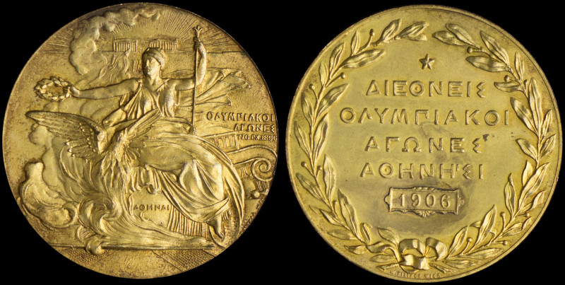 GREECE: GREECE: Gilt medal (1906) commemorating the Olympics 1906 in Athens. Per...