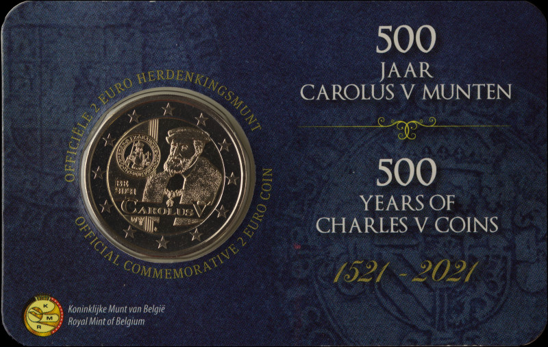 BELGIUM: 2 Euro (2021) in bi-metal commemorating the 500 years of Carolus V coin...