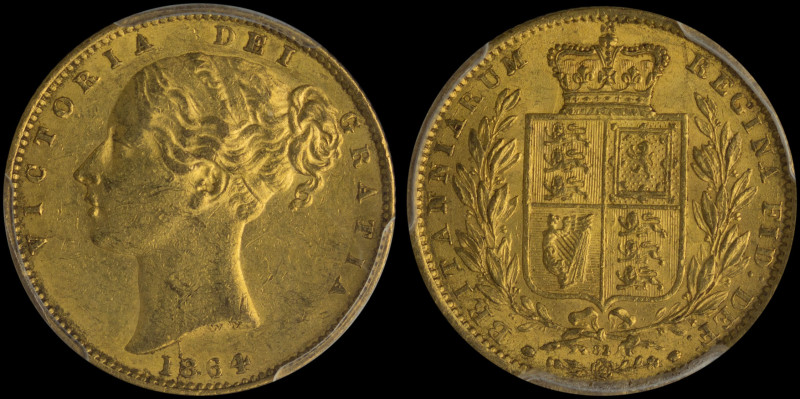 GREAT BRITAIN: 1 Sovereign (1864) in gold (0,917). Head of Queen Victoria facing...