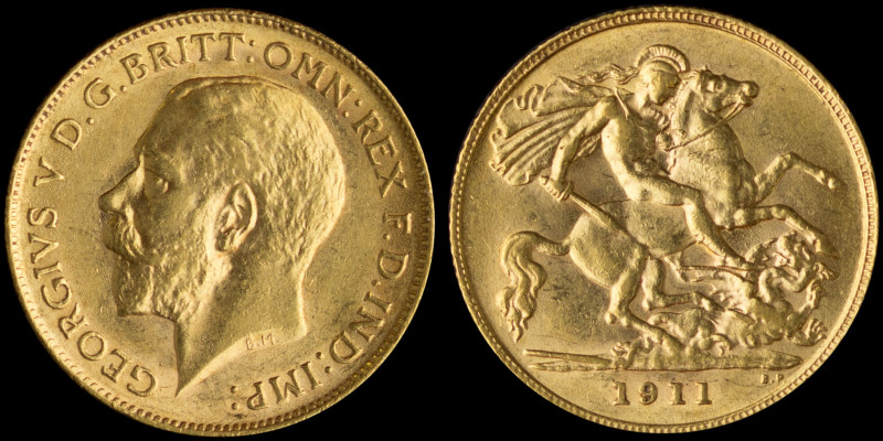 GREAT BRITAIN: 1/2 Sovereign (1911) in gold (0,917). Head of King George V facin...