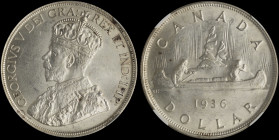 CANADA: 1 Dollar (1936) in silver (0,800). Bust of King George V facing left on obverse. Voyager, date and denomination below on reverse. Inside slab ...