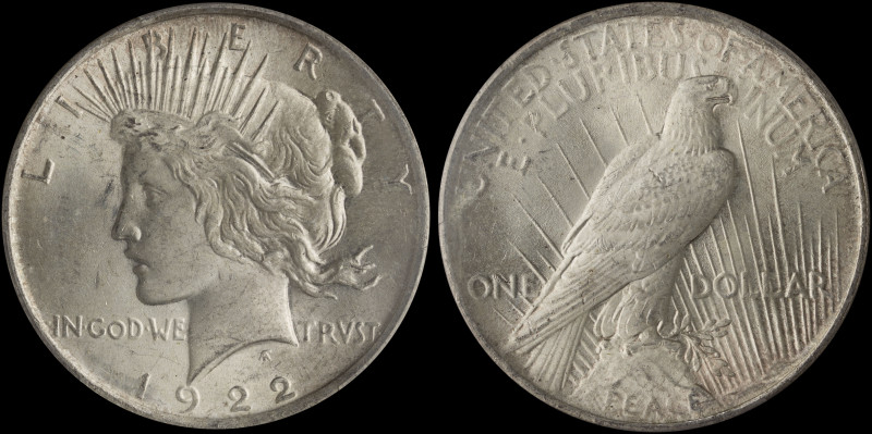 USA: 1 Dollar (1923) in silver (0,900). Capped head of Liberty with headband wit...