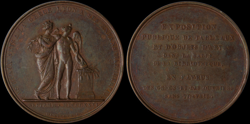 FRANCE: Bronze commemorative medal (1826) for the Art Exhibition in the Lyons Li...