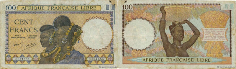 Country : FRENCH EQUATORIAL AFRICA 
Face Value : 100 Francs 
Date : (1941) 
Peri...