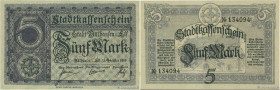 Country : GERMANY 
Face Value : 5 Mark 
Date : 15 octobre 1918 
Period/Province/Bank : Émission de nécessité - Notgeld 
French City : Mulhouse 
Alphab...