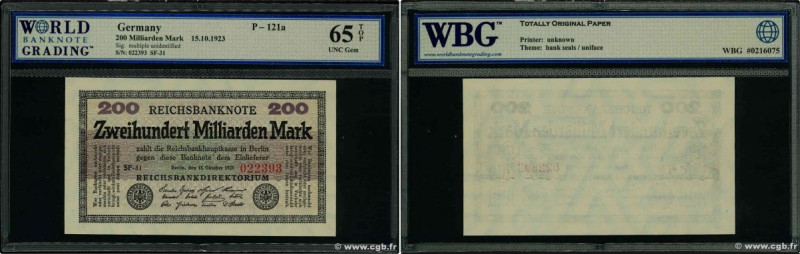 Country : GERMANY 
Face Value : 200 Milliarden Mark 
Date : 15 octobre 1923 
Per...