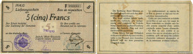 Country : GERMANY 
Face Value : 5 Francs 
Date : 01 février 1915 
Period/Province/Bank : Première Guerre Mondiale 
Department : Aisne 
French City : T...