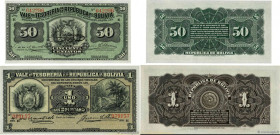 Country : BOLIVIA 
Face Value : 50 Centavos et 1 Boliviano Lot 
Date : 29 novembre 1902 
Period/Province/Bank : Tesoreria de la Republica de Bolivia 
...