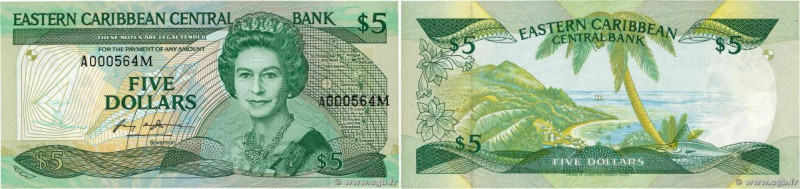 Country : CARIBBEAN  
Face Value : 5 Dollars Petit numéro 
Date : (1986-1988) 
P...