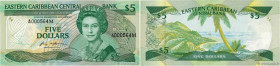 Country : CARIBBEAN  
Face Value : 5 Dollars Petit numéro 
Date : (1986-1988) 
Period/Province/Bank : Eastern Caribbean Central Bank 
Department : Mon...