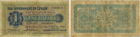 Country : CEYLON 
Face Value : 1 Rupee 
Date : 02 octobre 1939 
Period/Province/Bank : The Government of Ceylon 
Catalogue reference : P.16c 
Alphabet...