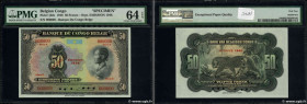 Country : BELGIAN CONGO 
Face Value : 50 Francs Spécimen 
Date : 1946 
Period/Province/Bank : Banque du Congo Belge 
Catalogue reference : P.16ds 
Alp...