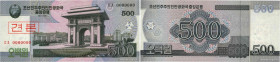 Country : NORTH KOREA 
Face Value : 500 Won Spécimen 
Date : 2008 (2009) 
Period/Province/Bank : Socialist Visitor Issue 
Catalogue reference : P.63s ...