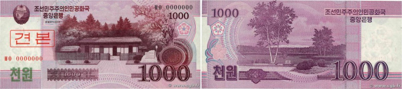 Country : NORTH KOREA 
Face Value : 1000 Won Spécimen 
Date : 2008 (2009) 
Perio...