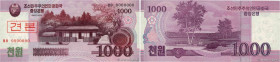 Country : NORTH KOREA 
Face Value : 1000 Won Spécimen 
Date : 2008 (2009) 
Period/Province/Bank : Socialist Visitor Issue 
Catalogue reference : P.64s...