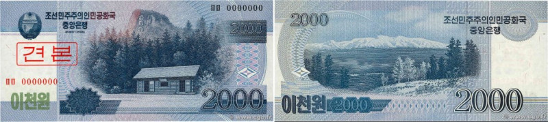 Country : NORTH KOREA 
Face Value : 2000 Won Spécimen 
Date : 2008 (2009) 
Perio...