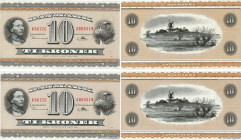 Country : DENMARK 
Face Value : 10 Kroner Consécutifs 
Date : 1967 
Period/Province/Bank : Danmarks Nationalbank 
Catalogue reference : P.44y 
Alphabe...