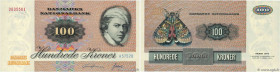 Country : DENMARK 
Face Value : 100 Kroner 
Date : 1975 
Period/Province/Bank : Danmarks Nationalbank 
Catalogue reference : P.51b 
Alphabet - signatu...