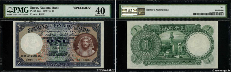 Country : EGYPT 
Face Value : 1 Pound Spécimen 
Date : 18 mars 1942 
Period/Prov...