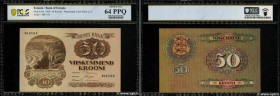 Country : ESTONIA 
Face Value : 50 Krooni 
Date : 1929 
Period/Province/Bank : Bank of Estonia 
Catalogue reference : P.65a 
Alphabet - signatures - s...