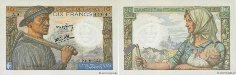 Country : FRANCE 
Face Value : 10 Francs MINEUR 
Date : 11 septembre 1941 
Perio...