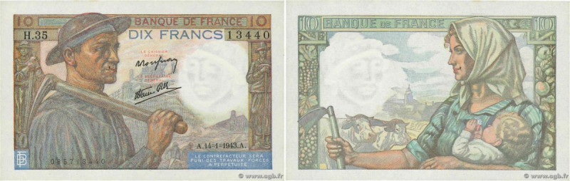 Country : FRANCE 
Face Value : 10 Francs MINEUR 
Date : 14 janvier 1943 
Period/...