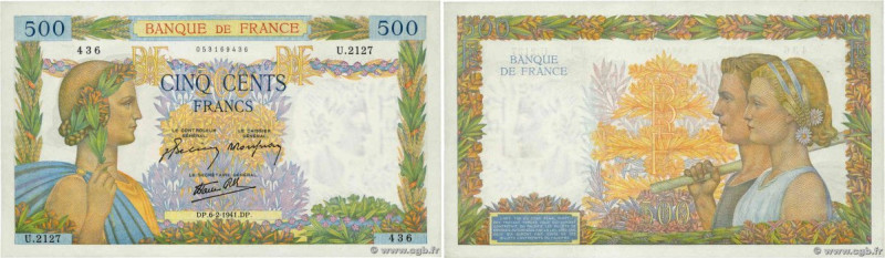 Country : FRANCE 
Face Value : 500 Francs LA PAIX 
Date : 06 février 1941 
Perio...