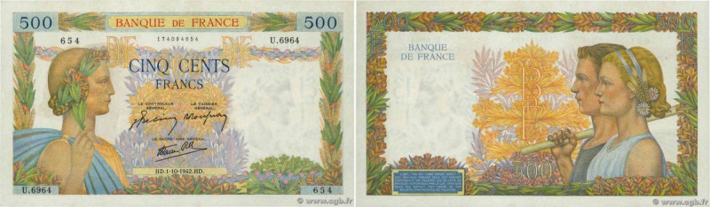 Country : FRANCE 
Face Value : 500 Francs LA PAIX 
Date : 01 octobre 1942 
Perio...