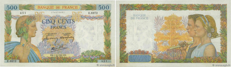 Country : FRANCE 
Face Value : 500 Francs LA PAIX 
Date : 01 octobre 1942 
Perio...