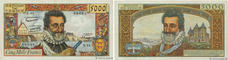 Country : FRANCE 
Face Value : 5000 Francs HENRI IV 
Date : 02 janvier 1958 
Per...