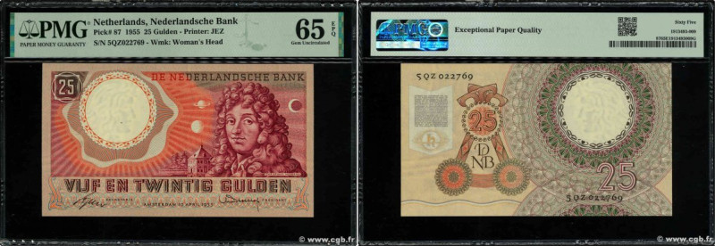 Country : NETHERLANDS 
Face Value : 25 Gulden 
Date : 10 avril 1955 
Period/Prov...