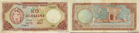 Country : SOMALIA 
Face Value : 20 Scellini Numéro radar 
Date : 1971 
Period/Province/Bank : Banca Nazionale Somala 
Catalogue reference : P.15a 
Alp...