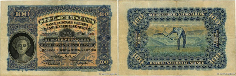 Country : SWITZERLAND 
Face Value : 100 Francs 
Date : 04 octobre 1928 
Period/P...