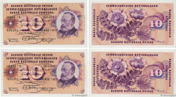 Country : SWITZERLAND 
Face Value : 10 Francs Consécutifs 
Date : 20 octobre 1955 
Period/Province/Bank : Banque Nationale Suisse 
Catalogue reference...