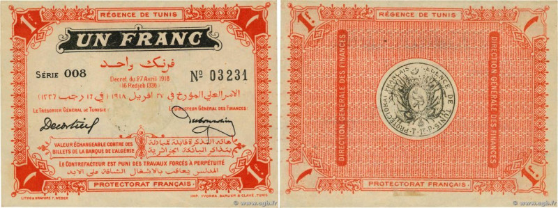 Country : TUNISIA 
Face Value : 1 Franc 
Date : 27 avril 1918 
Period/Province/B...