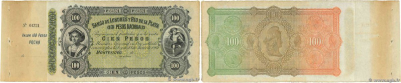 Country : URUGUAY 
Face Value : 100 Pesos Non émis 
Date : (1883) 
Period/Provin...