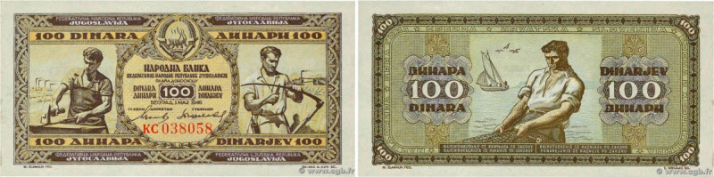 Country : YUGOSLAVIA 
Face Value : 100 Dinara 
Date : 01 mai 1946 
Period/Provin...