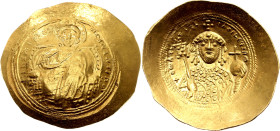 Byzantium Constantine IX Monomachus Histamenon Nomisma 1042 - 1055 AD Constantinople Mint

SB# 1829; Gold 4.37 g.; Obv: hIS XIS RЄX-RЄGNANTIhM, Chri...