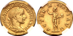 Roman Empire Gordian III AV Aureus 241 - 243 AD NGC AU4/5 - 3/5

RIC# 97, Calico# 3186; Gold 4.77 g.; Gordian III (AD 238-244); Rome Mint; Obv: IMP ...