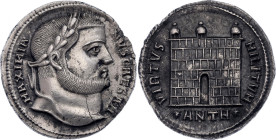 Roman Empire Galerius Argenteus 298 AD (ND) Antioch

RIC 43b, C 225e ; Silver 3.29 g; Obv: MAXIMIANVSCAESAR - Laureate head right. Rev: VIRTVSMILITV...